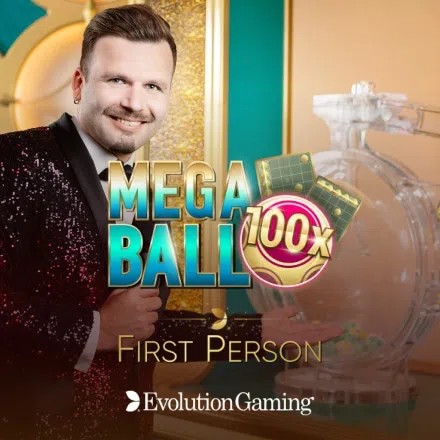 First Person Mega Ball logo – Table Games by Evolution at Kyngs Casino