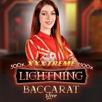 Lightning Baccarat slot logo by Evolution at Kyngs Casino
